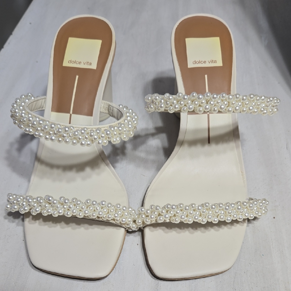 Dolce Vita Women's White Pearl Heels Sz.8